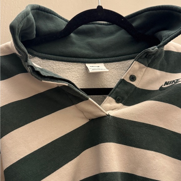 Nike Women's Phoenix Fleece Oversized 3/4-Sleeve Striped Crop Polo - Picture 4 of 6